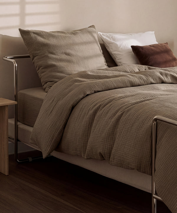 Taupe muslin single bed linen | Haven