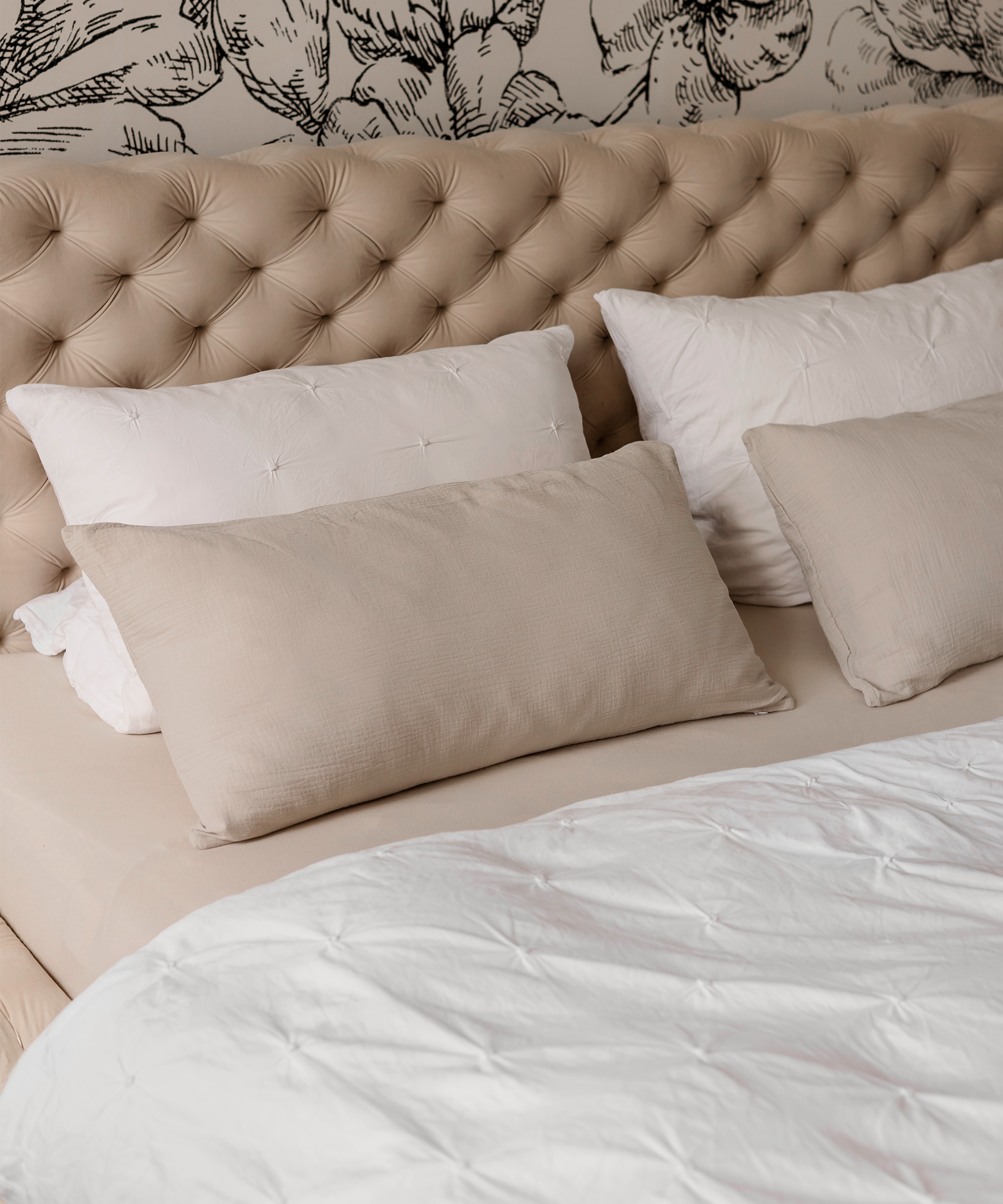 Musselin Kissenbezug 40×80cm in Beige | Haven