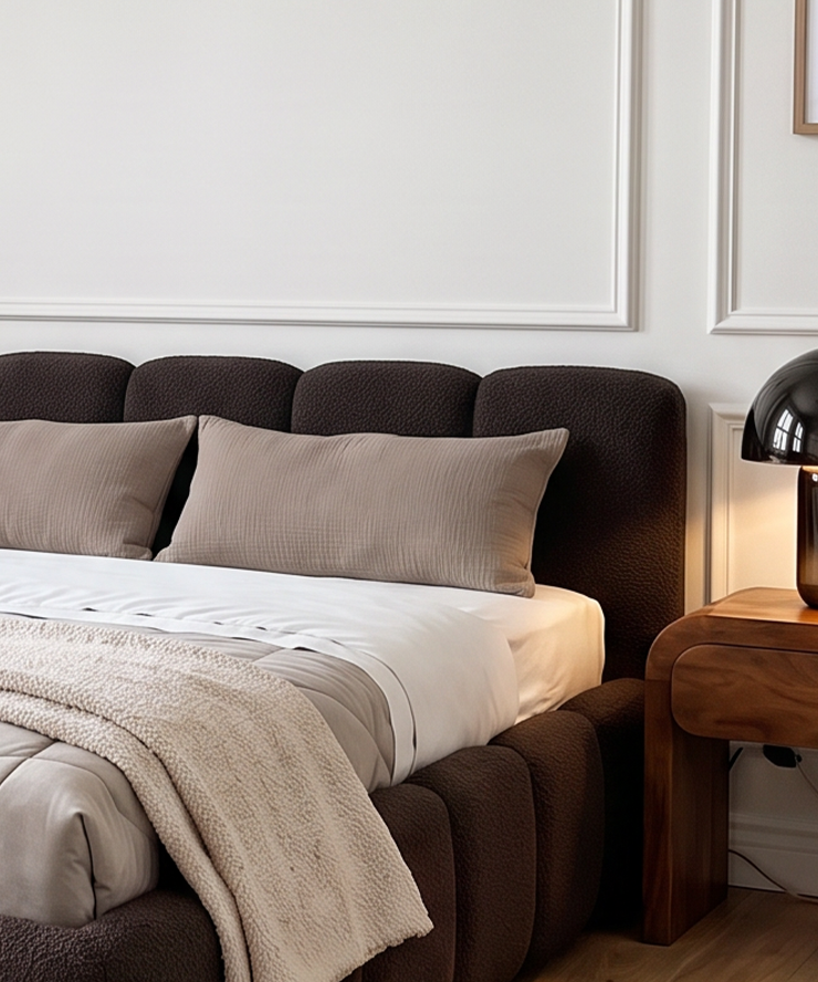 Musselin Kissenbezug 40×80cm in Taupe aus der Serie Haven – Detailansicht