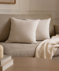 Musselin Kissenbezug 50×50cm in Beige | Haven
