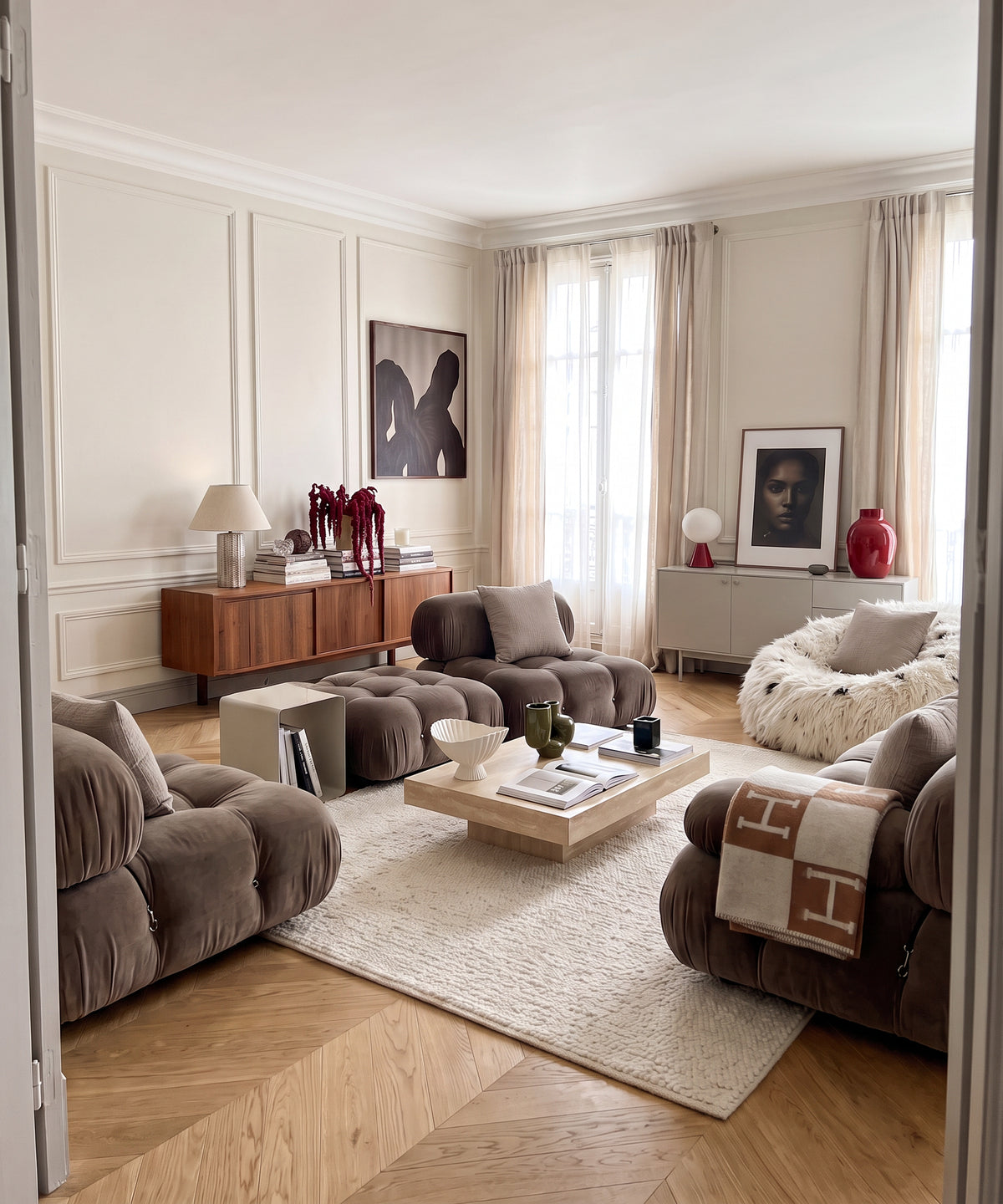 Musselin Kissenbezug 50×50cm in Taupe aus der Serie Haven – Detailansicht