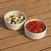 Set of 2 small, ribbed, cream-white, glossy bowls | Nia