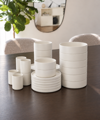 Crockery Set with Mugs Cream White Matte | Nia