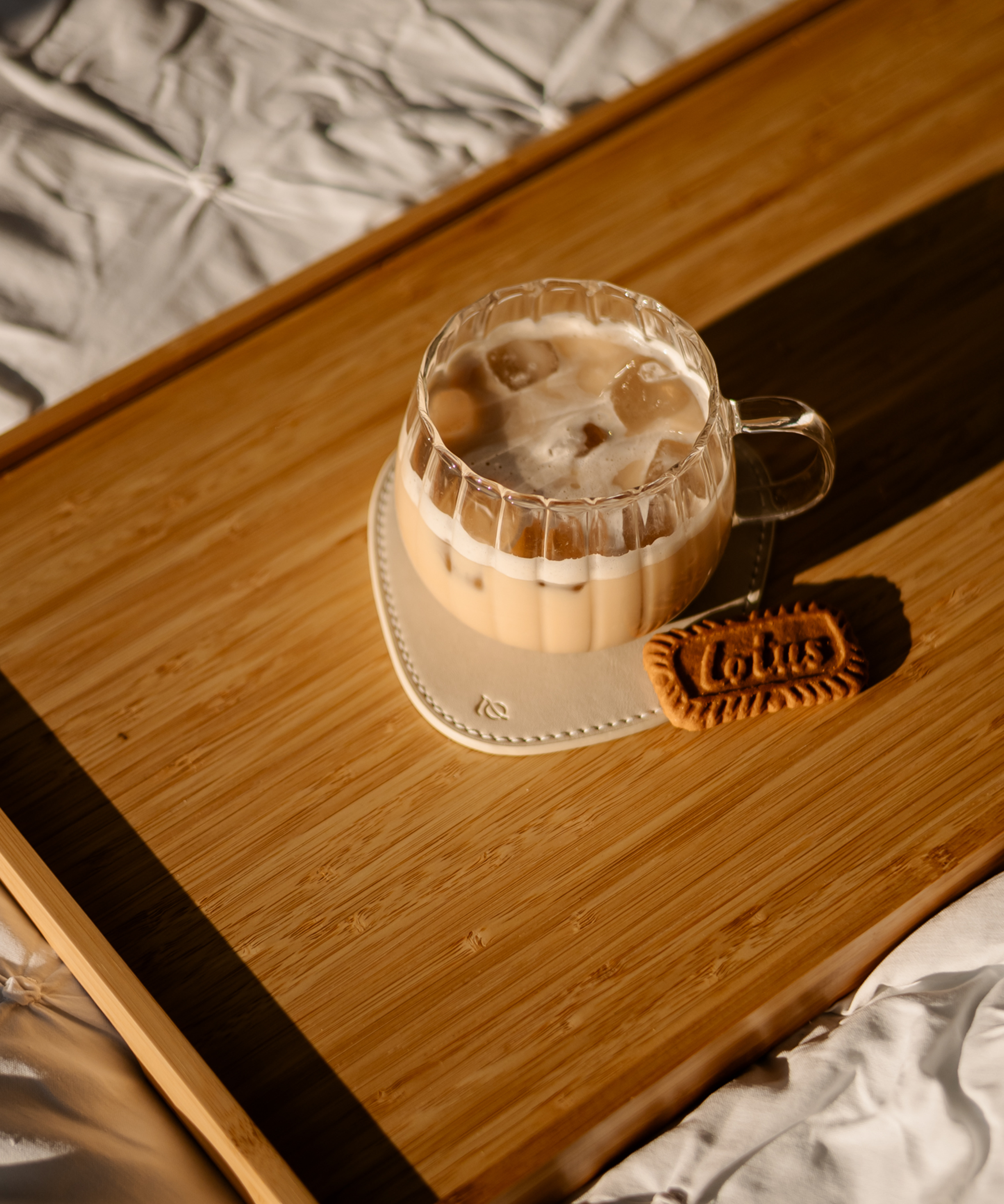 Glass coaster taupe/cream | jade