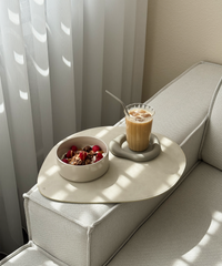 Plate & Glass Coasters Taupe/Cream | Jade