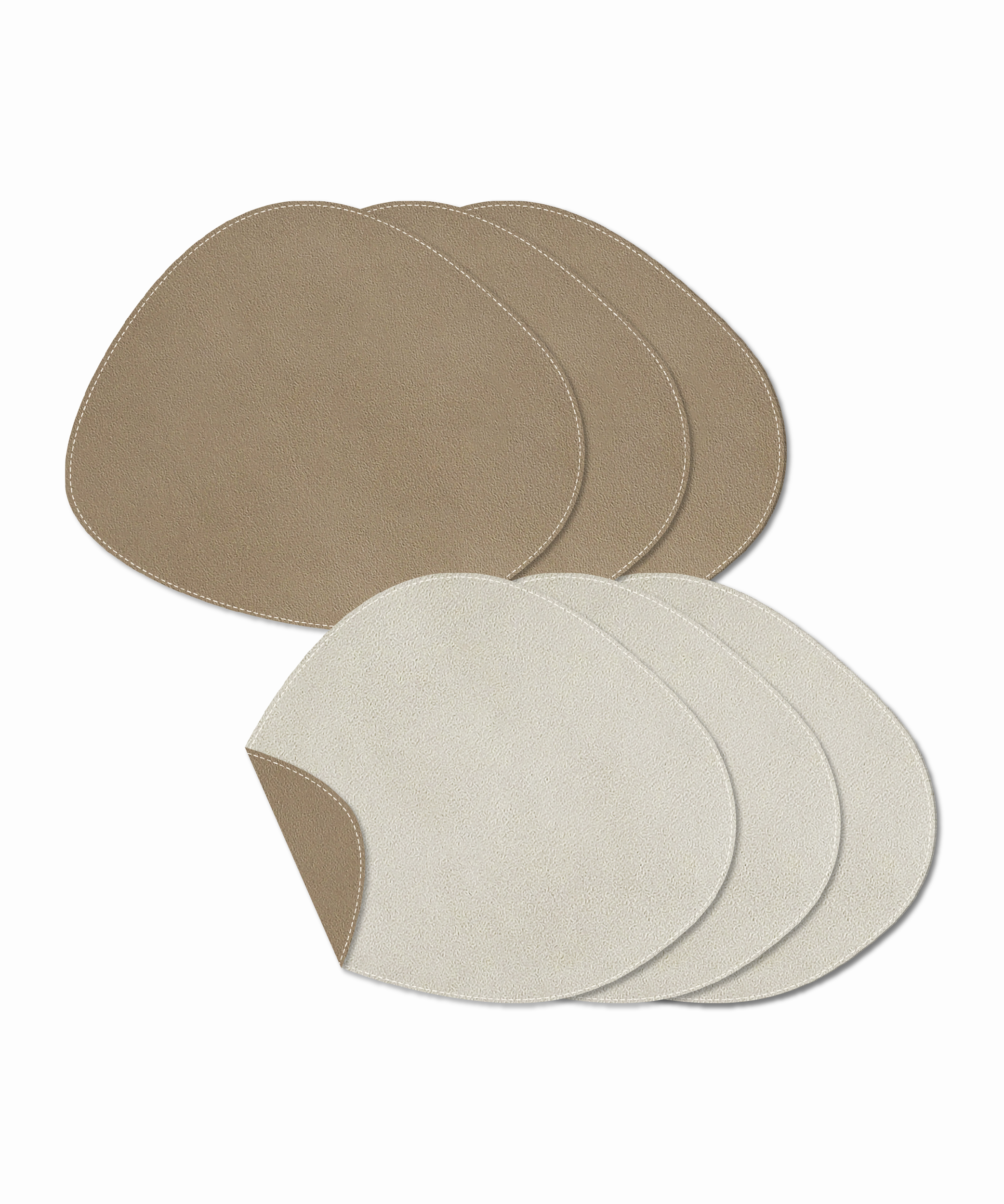 Asymmetric Reversible Taupe/Cream Faux Leather Plate Coaster | jade