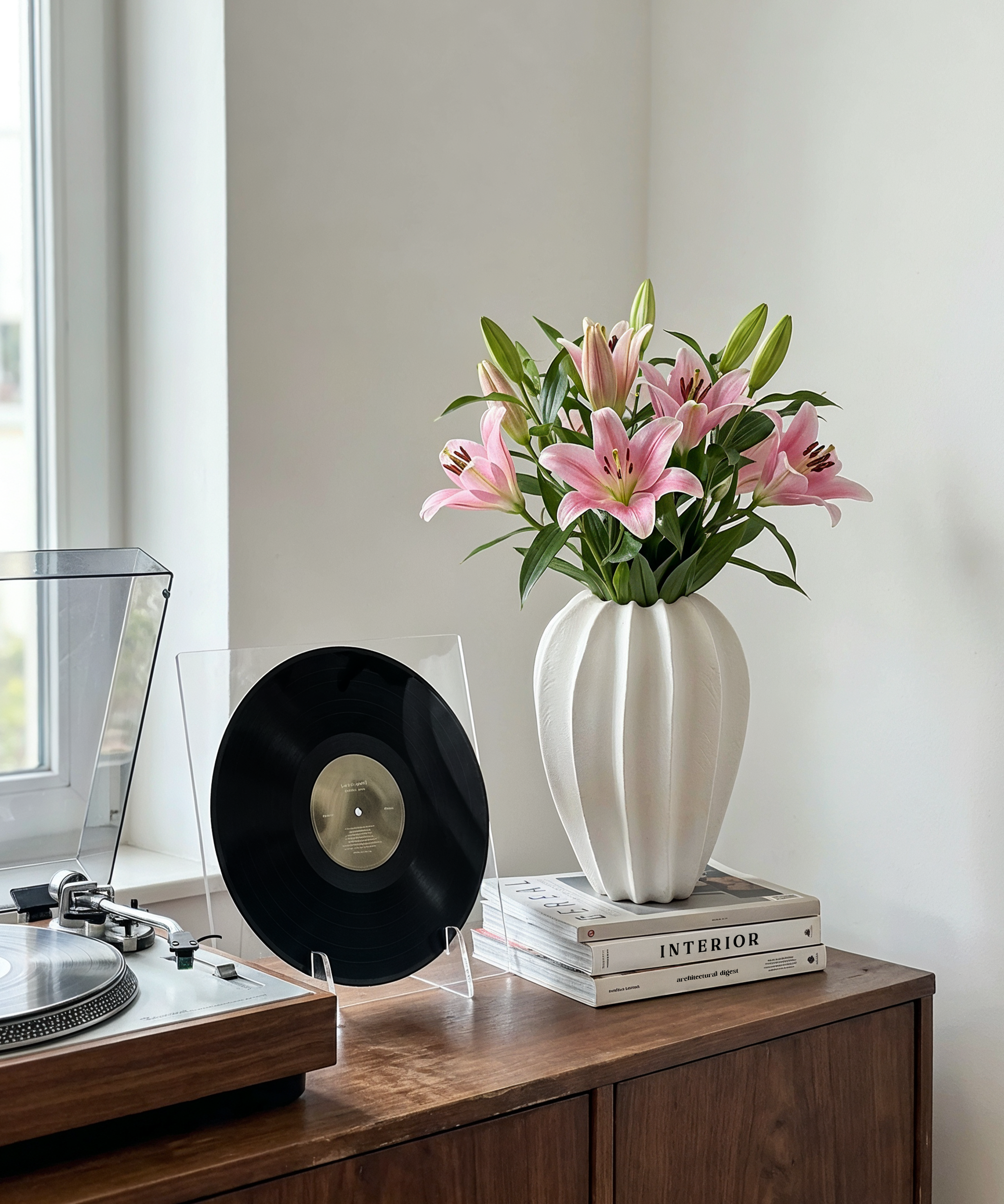 Gerippte Keramikvase in Blütenform | Calla
