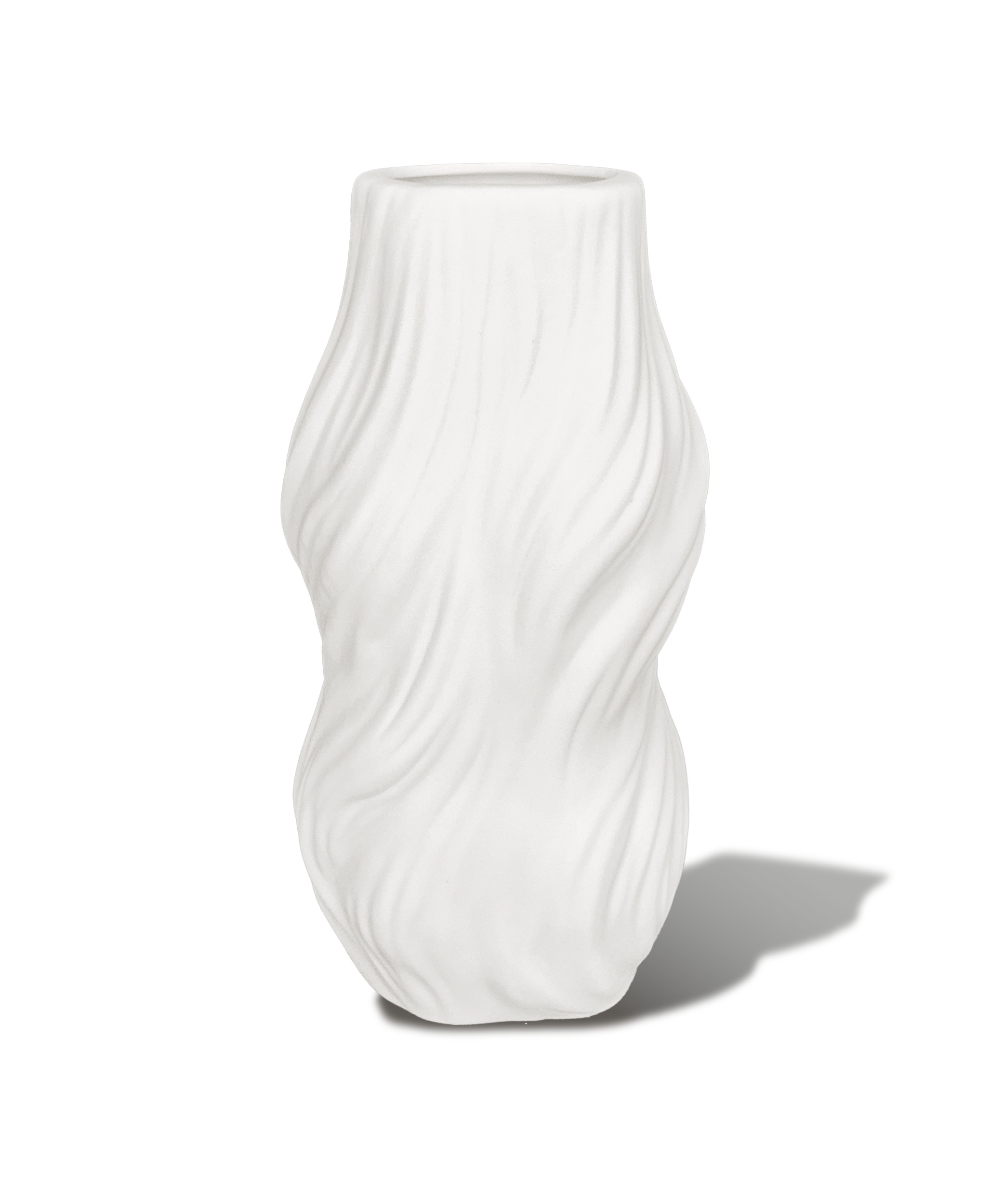 Schlanke Keramikvase mit fließendem Wellenrelief | Dahlia