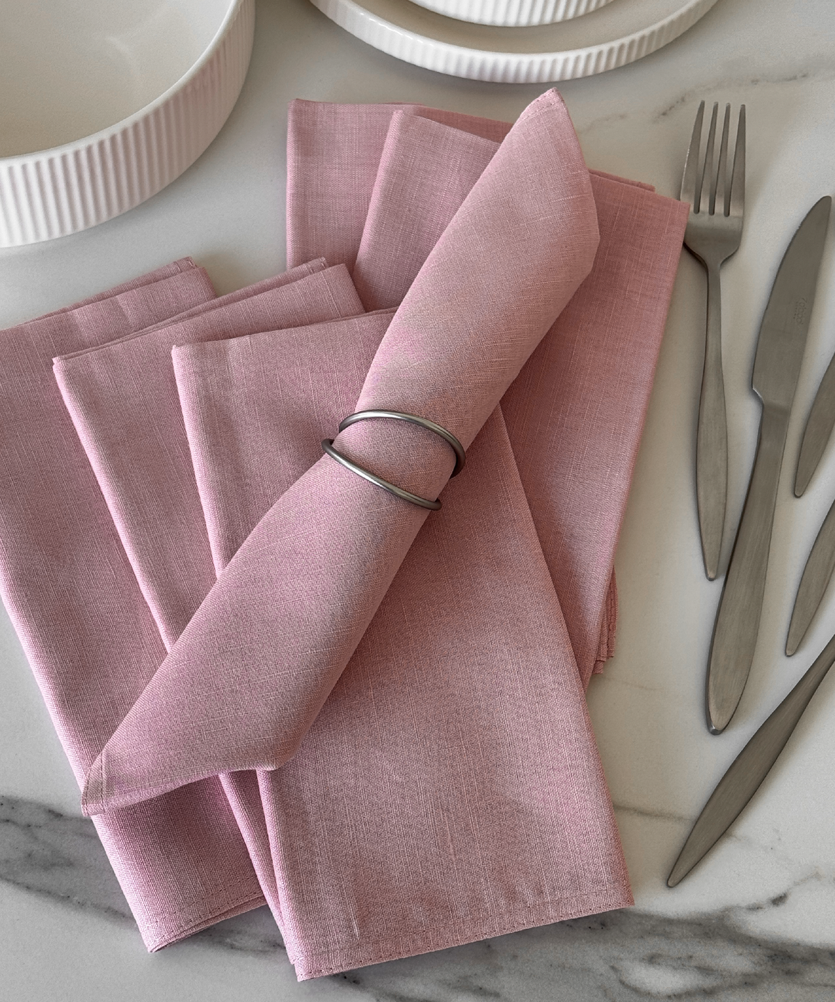 Servietten in Rosa im 6er Set aus der Serie Kyla – Produktansicht