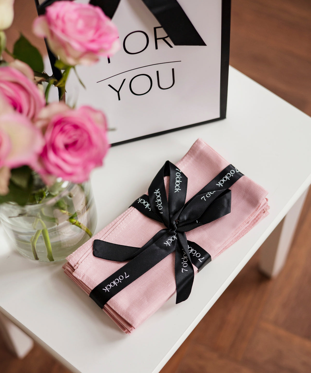 Servietten in Rosa im 6er Set aus der Serie Kyla – Seitenansicht