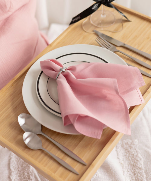 Servietten in Rosa im 6er Set aus der Serie Kyla – Materialdetail