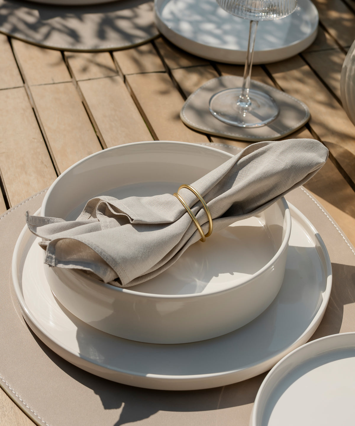 Beige Servietten 6er Set, Serie Kyla – im Wohnambiente