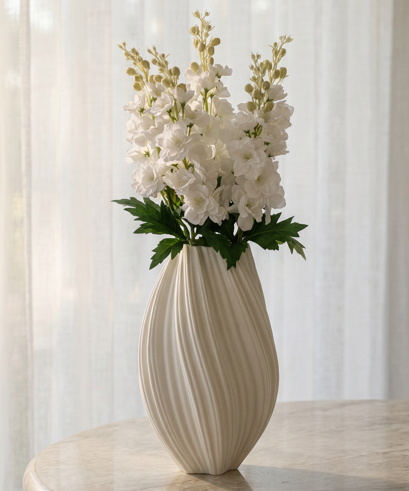 Kunstblumen-Bouquet Levkojen 5er in Weiß aus der Serie Bloom – Nahaufnahme der Oberfläche