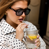 Ribbed Drinking Glass in To-Go Design | Liva