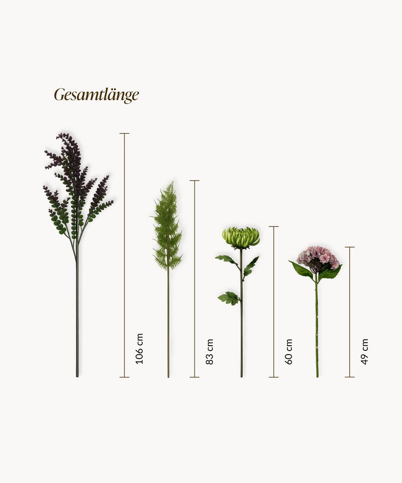 Kunstblumen-Bouquet Moody Garden 7er in Altrosa und Grün aus der Serie Bloom – Produktansicht