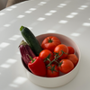 Large bowl Ø27cm in cream white grooved | Nia