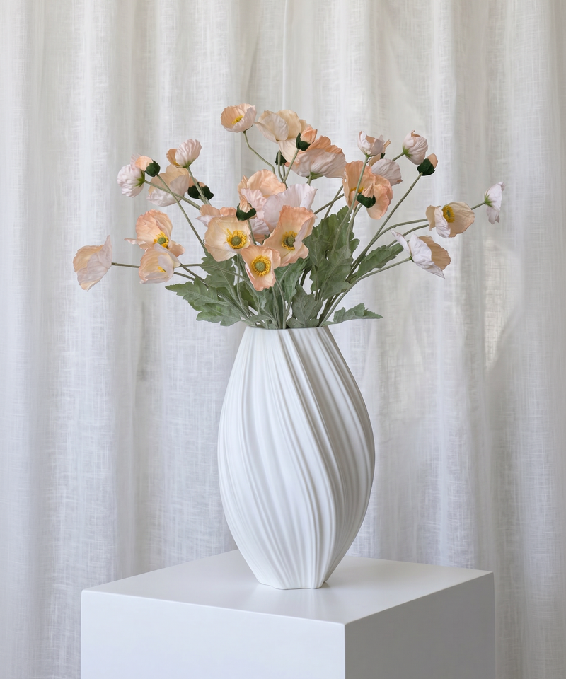 Realistisches Kunstblumen-Bouquet Mohnblüten 8er in Coral – bloom collection von 7 O'CLOCK