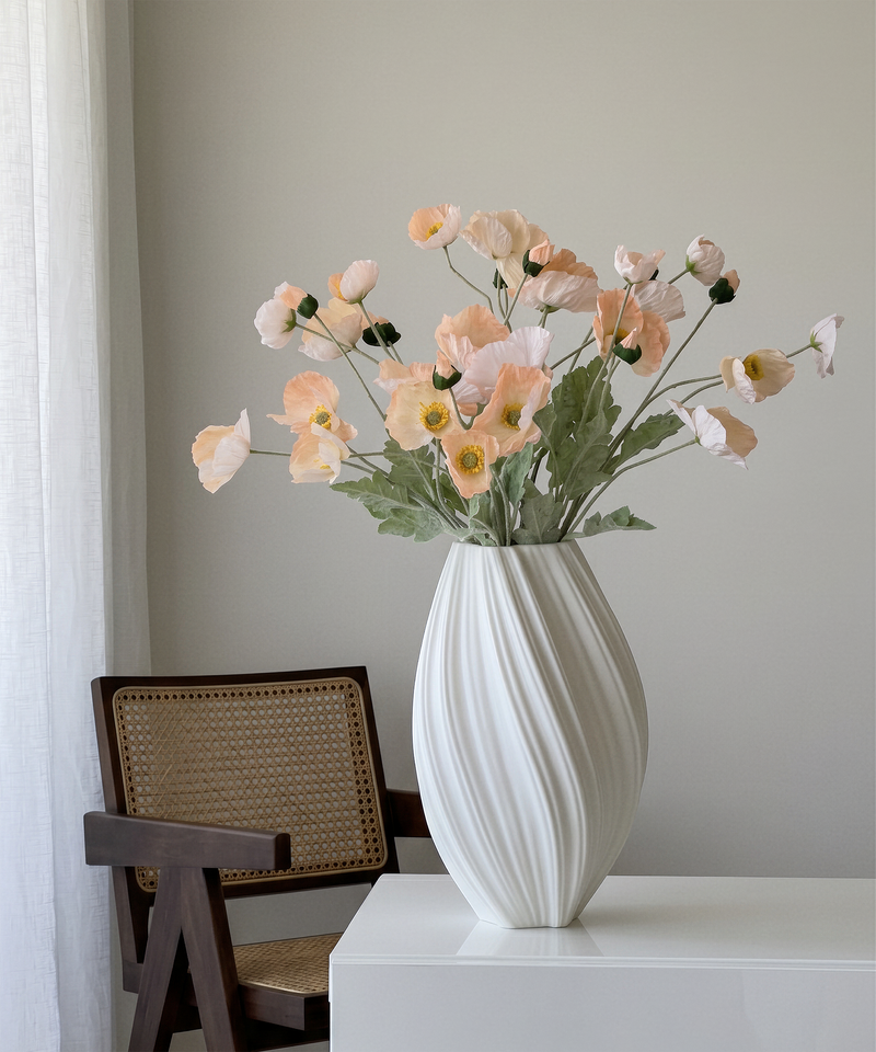 Kunstblumen-Bouquet Mohnblüten 8er in Coral aus der Serie Bloom – Detailansicht