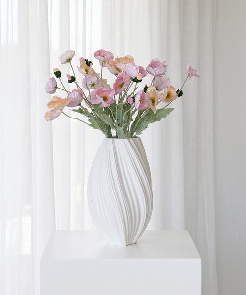 Realistisches Kunstblumen-Bouquet Mohnblüten 8er in Rosa und Coral – bloom collection von 7 O'CLOCK