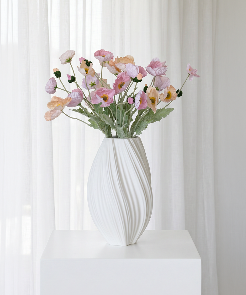 Realistisches Kunstblumen-Bouquet Mohnblüten 8er in Rosa und Coral – bloom collection von 7 O'CLOCK