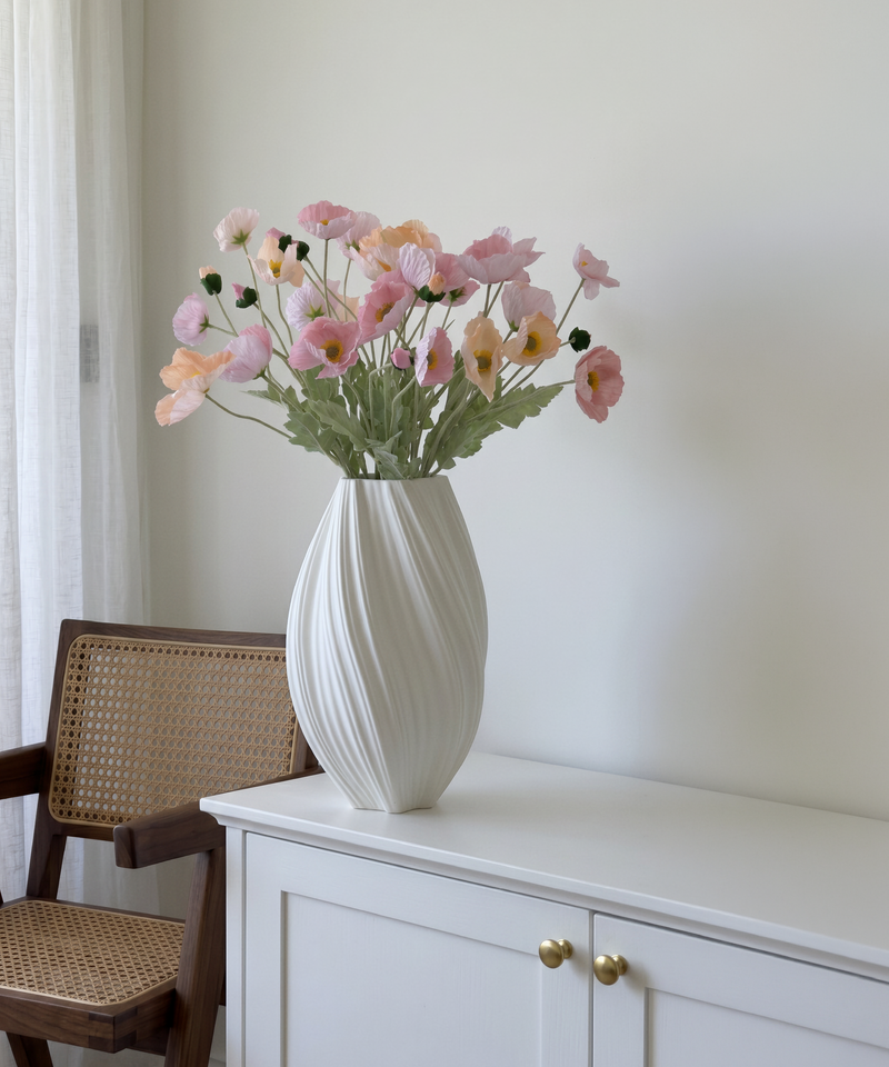 Kunstblumen-Bouquet Mohnblüten 8er in Rosa und Coral aus der Serie Bloom – Detailansicht