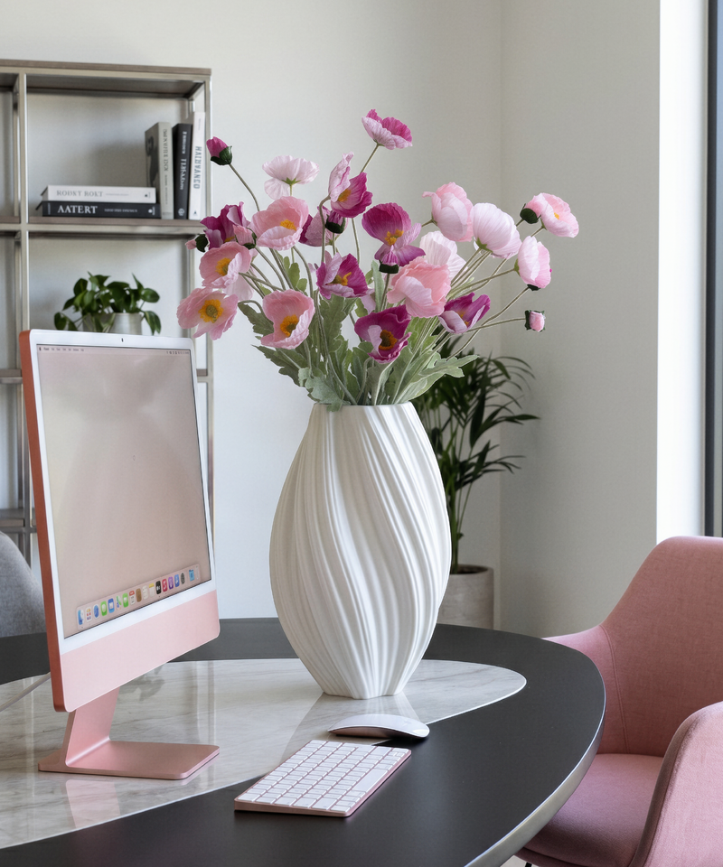 Kunstblumen-Bouquet Mohnblüten 8er in Pink und Rosa aus der Serie Bloom – Nahaufnahme der Oberfläche