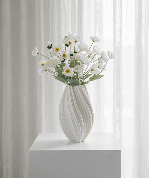 Realistisches Kunstblumen-Bouquet Mohnblüten 8er in Weiß – bloom collection von 7 O'CLOCK