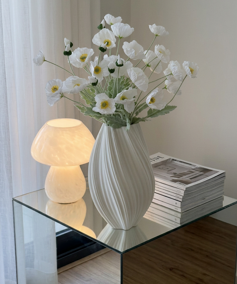 Kunstblumen-Bouquet Mohnblüten 8er in Weiß aus der Serie Bloom – Detailansicht