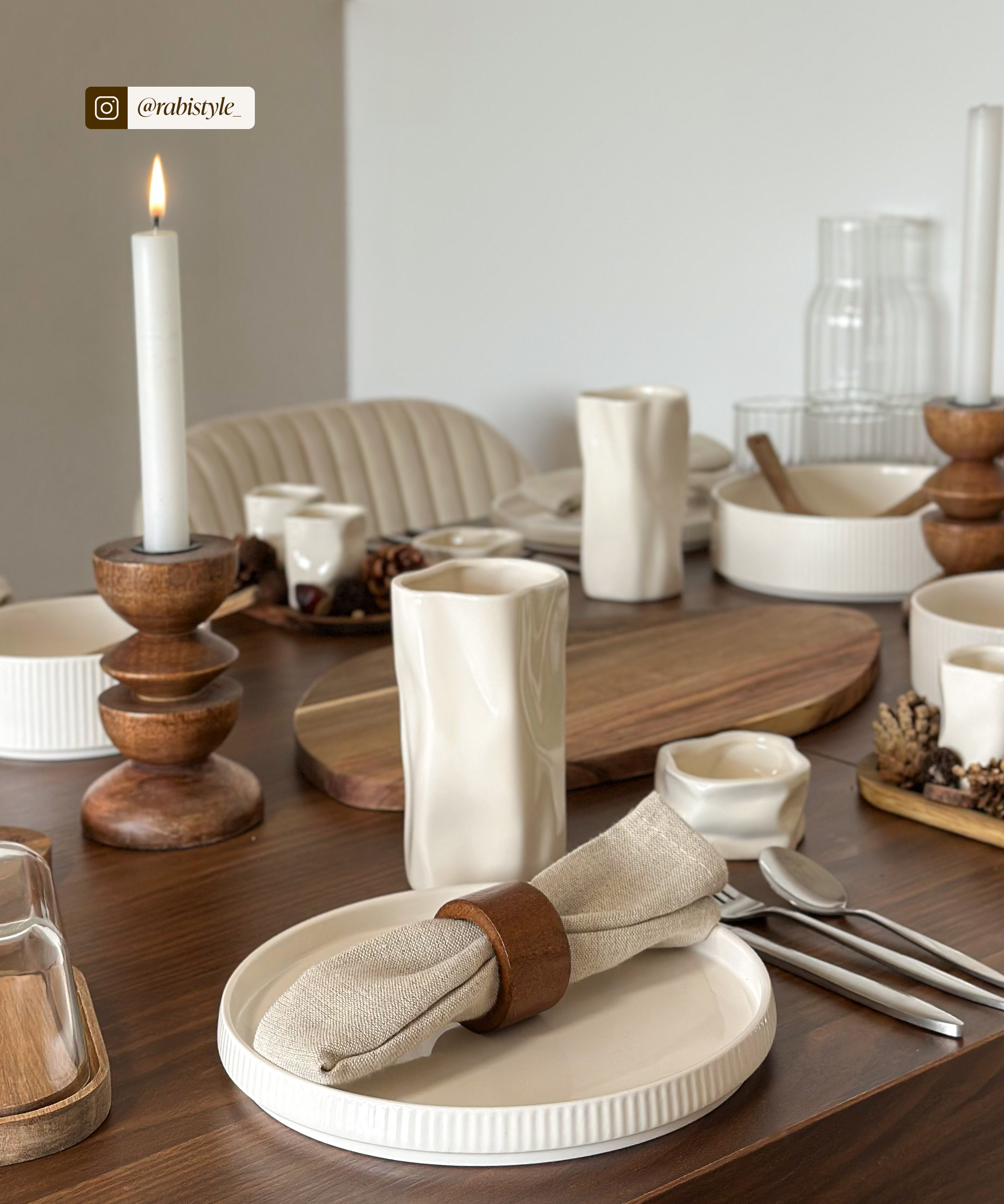 Set of small & large ceramic mugs cream white | Alaska