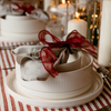 Set of 2 small, ribbed, cream-white, glossy bowls | Nia