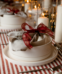 Crockery set cream white grooved | Nia