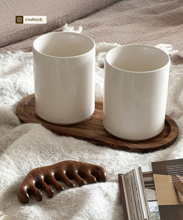 Mugs without handles, set of 6 in cream white | Nia