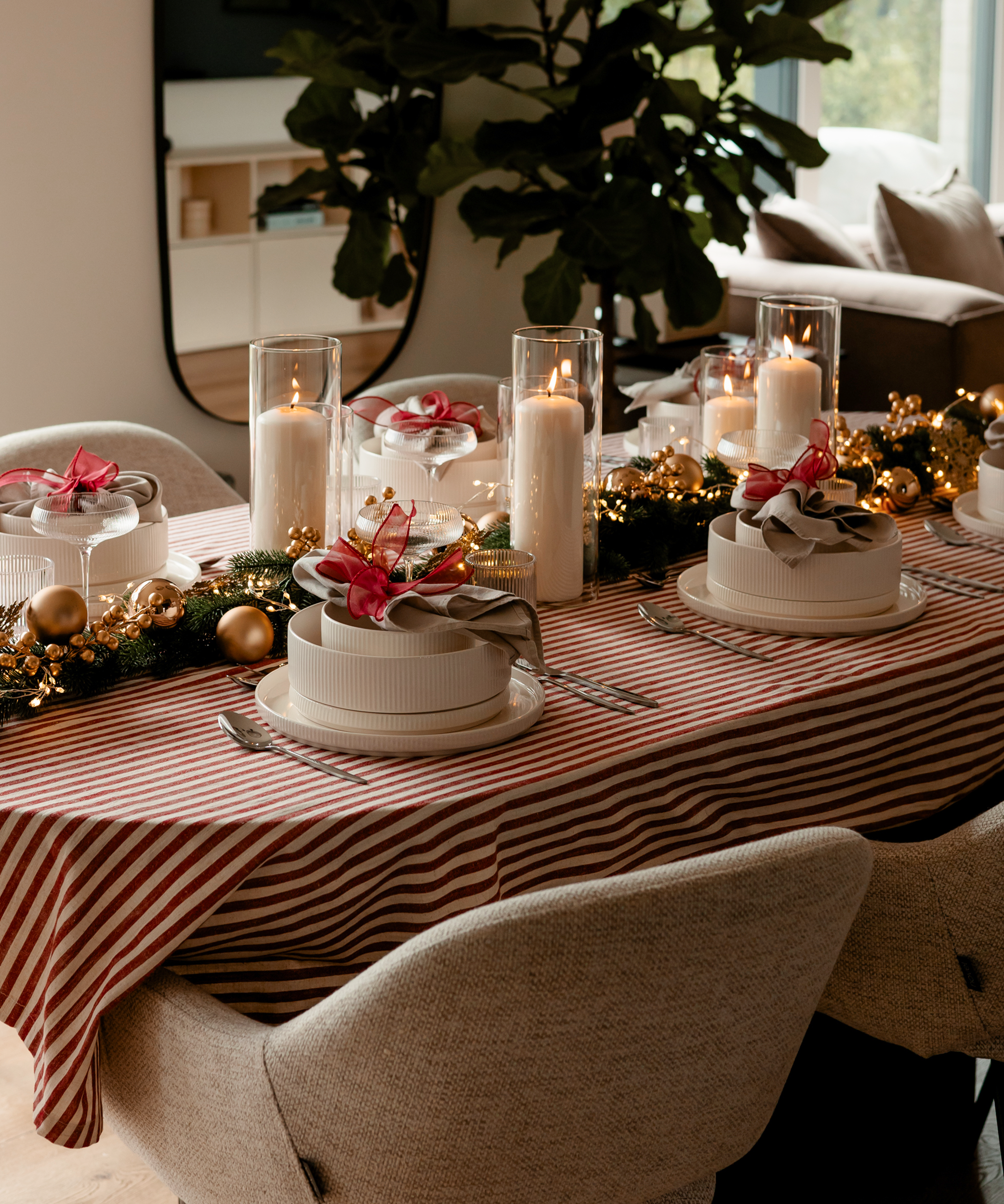 Crockery set cream white grooved | Nia