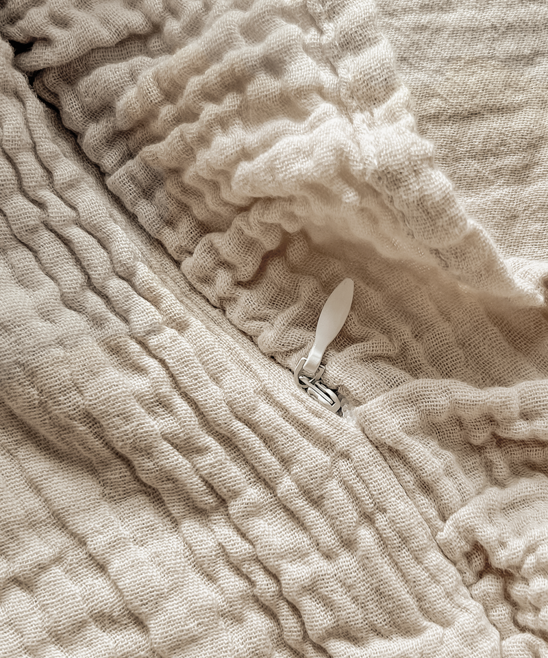 Gerüschte Musselin Einzelbettwäsche in Beige, Serie Haven – Draufsicht