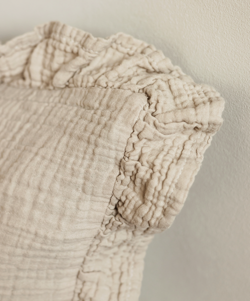 Gerüschte Musselin Einzelbettwäsche in Beige, Serie Haven – Seitenansicht