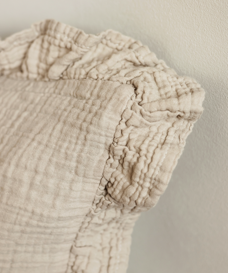 Gerüschte Musselin Einzelbettwäsche in Beige, Serie Haven – Seitenansicht