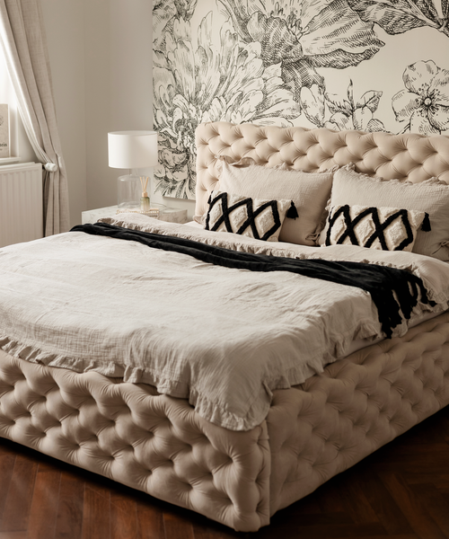 Gerüschte Musselin Einzelbettwäsche in Beige, Serie Haven – Materialdetail