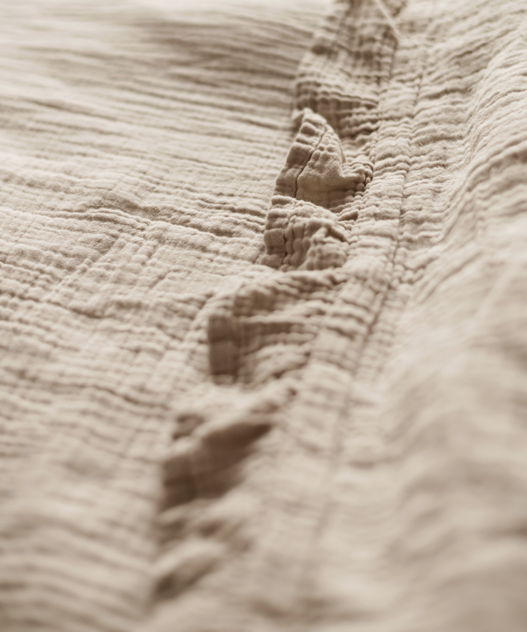 Gerüschte Musselin Einzelbettwäsche Beige | Haven