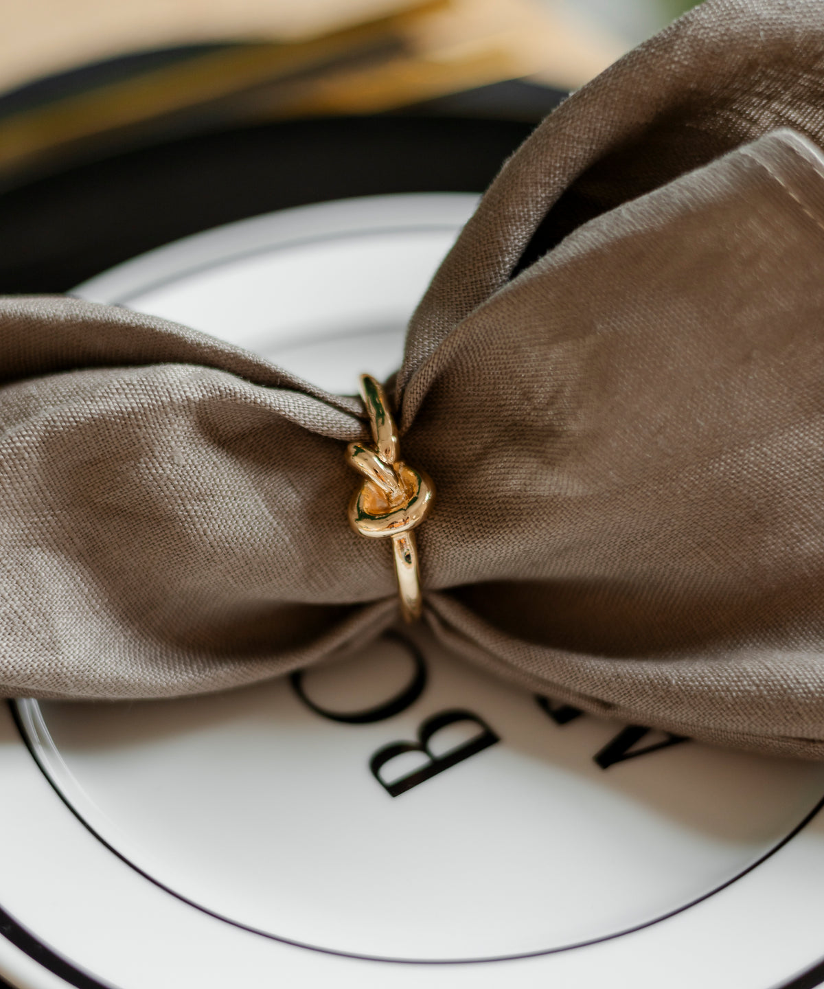 Serviettenringe in Gold, 6er Set aus der Serie Tye – Seitenansicht