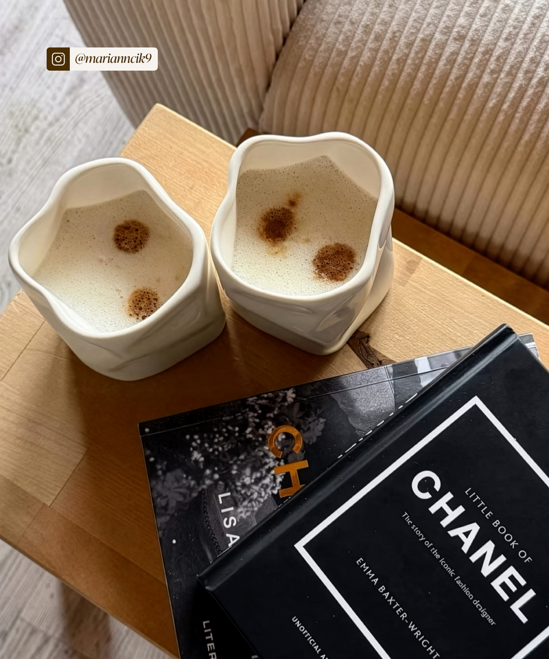 Organischer Keramik Becher Cremeweiß aus der Serie Alaska – Produktansicht im Überblick