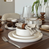 Set of 2 small, ribbed, cream-white, glossy bowls | Nia