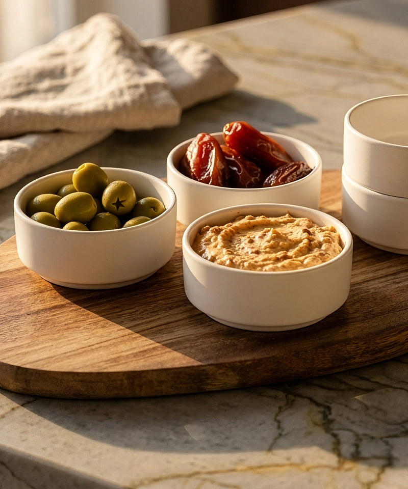 Dipschalen 6er Set in Cremeweiß matt aus der Serie Nia – Größenübersicht