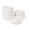 Set of 6 dip bowls in cream white with grooves | Nia