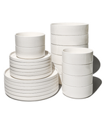 Crockery set cream white grooved | Nia