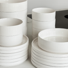 Set of 2 small, ribbed, cream-white, glossy bowls | Nia
