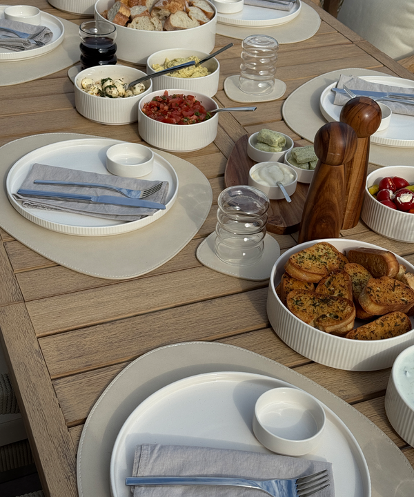 Crockery set cream white grooved | Nia