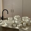 Dinnerware Set with Cups, Cream White Glossy | Nia