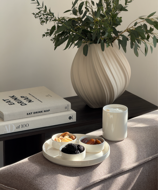 Dinnerware Set with Cups, Cream White Glossy | Nia