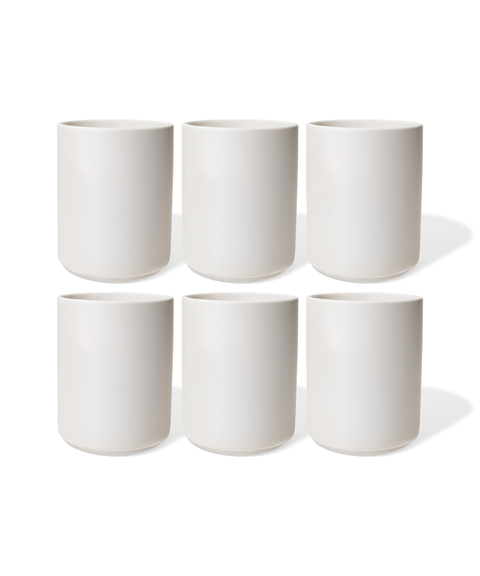 Mugs without handles, set of 6 in matte cream white | Nia