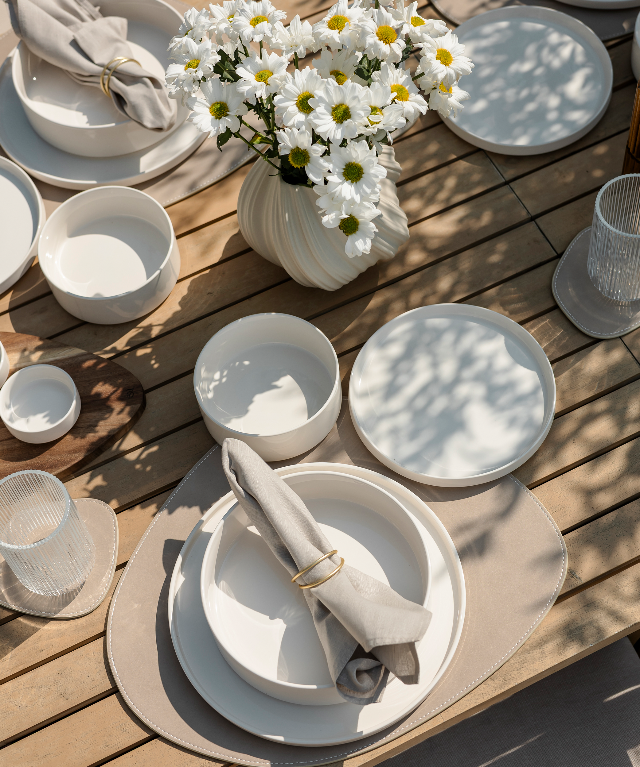 Teller- und Glasuntersetzer Taupe/Creme | Jade